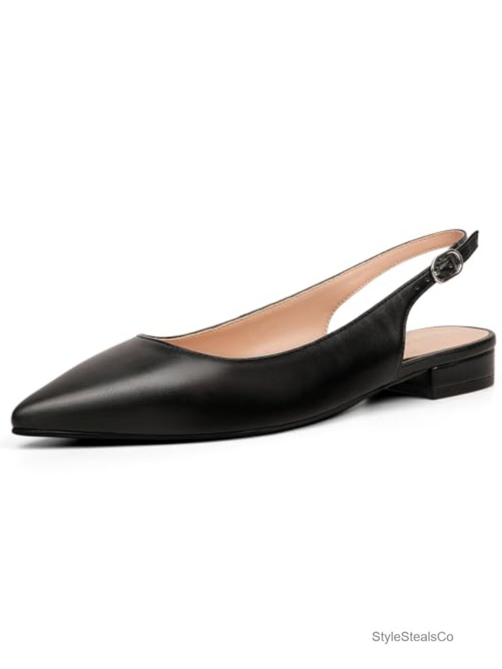 WONDERWAY Slingback Flats Pointed Toe Buckle Women